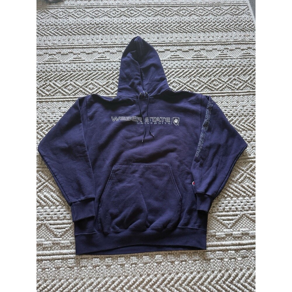 Weber State Wildcats Hoodie Sweatshirt Champion Sz L NCAA Navy Blue